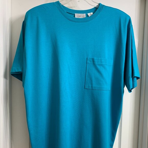 Venezia Brand Women's Turquoise Blue Short Sleeve Tee, Size 18/20 - Picture 1 of 5